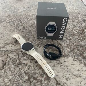 Garmin Fenix 6s Watch White Silver Bezel 42mm